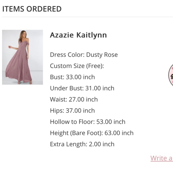 NWT Azazie “kaitlynn” dress in dusty rose - Picture 3 of 5